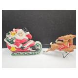 Vintage Table Top SANTA & REINDEER Blow Mold