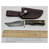 Custom Hand Made Damascus Steel Knife w Sheath