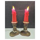 2 Vintage Table Top Electric Candles 13" high