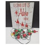 Bubble Lights & Wood  Christmas Sign 16 x 20"