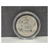 1985 Christmas SNOWMAN One Ounce Silver Round