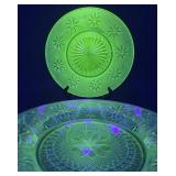 Green Tiara Uranium Glass Plates, 10
