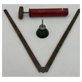 Wood Brass Folding Ruler & Eagle Thumb Pump Oil +