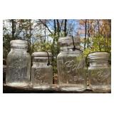 (4) Ball Ideal Jars w/ Wire Bail & Glass Lid