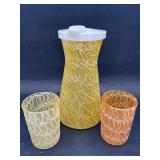 Spaghetti String Juice Decanter & 2 Juice Glasses