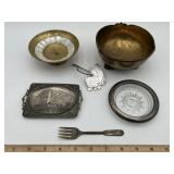 Footed Brass Bowl United Nations Ash Tray Dog Tags