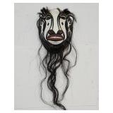 Rare Yagui Indian Mask  Has Hair  7 1/2" h