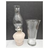 10.5" Swirl Glass Vase  & Oil Lamp