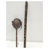 11" Kenya Tribal  Muscial & 17"  Carved Flute