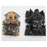 2 Carved Mask Stone??  6" high