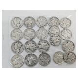 20 Silver Mercury Dime Coins