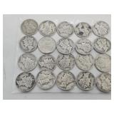 20 Silver Mercury Dime Coins