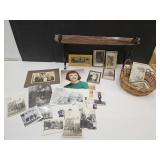 23" L Rough Sawn Wood & Metal Wall Shelf & Photos