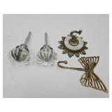 2 New Glass Door Knobs, Buckler & Butterfly Hooks