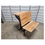 Antique School Desk with Cast Iron Base