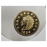 1854 1/2 Gold PLATED California GR Coin