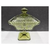Green Compote with Lid  6.5" high