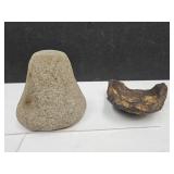 Indian Artifact Stone Tool 4" H &  Metal