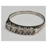 10 K White Gold Ring w 5 Diamonds See WT sz8