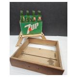 Vintage 8 Pack 7 UP Bottles & Easy Weaver Stand +