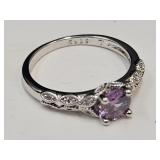 New 925 Silver Ring with Mauve Stone SZ 7