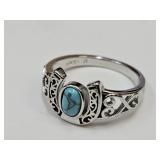 New 925 Silver Horseshoe Turquoise Ring sz 8