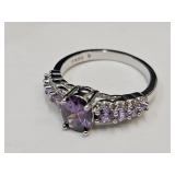 New 925 Silver Ring with Mauve Stone SZ 9