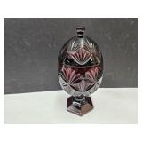 VTG Cristal Luminarc Ruby Red 9" Candy Dish w Lid