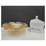Imperial Marigold  Bowl  9"w & Fenton Candy Dish