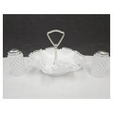 8" Fenton Party Dish & Hobnail Shakers