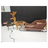32" Long Wood Sleigh with 2 Reindeer
