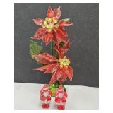 1968  Lucite Christmas Poinsettia 11" & Santa