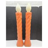 2 Blow Mold CANDLES See Damage 35" high