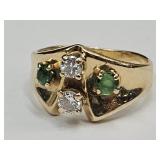 14 K Gold Ring w Gem Stones See Weight SZ6
