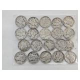 20 Silver Mercury Dime Coins