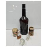 Beer Steins, Paperweight 1 Gal Whiskey Bottle +