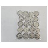 20 Silver Mercury Dime Coins
