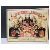 Metal Golden Lager Beer Sign  16 x 13"