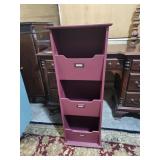 3 Slot Wood File Cabinet 13 x 17 x 38" high