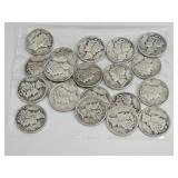 20 Silver Mercury Dime Coins