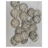20 Silver Mercury Dime Coins