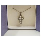 VTG 925  Italy Chain & Sterling Cross Necklace