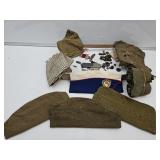Military Wool Hats, Ammo, Buttons See Pics
