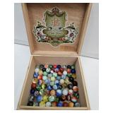 Cigar Box of Vintage Marbles Some Uranium