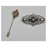 VTG Brooch & Cameo Stick Pin