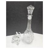 Beautiful Crystal Decantor & Glass Elephant