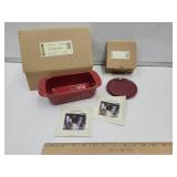 Longaberger Coaster Lids & SM Loaf Dish w Boxes