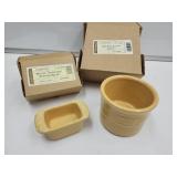 Longaberger Pottery Salt Crock & Sweetner Holder