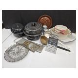 Copper Ladle, Porcelain Enamel Pans, Sm Roasters +