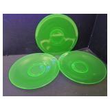 3 Uranium Glass Saucers
